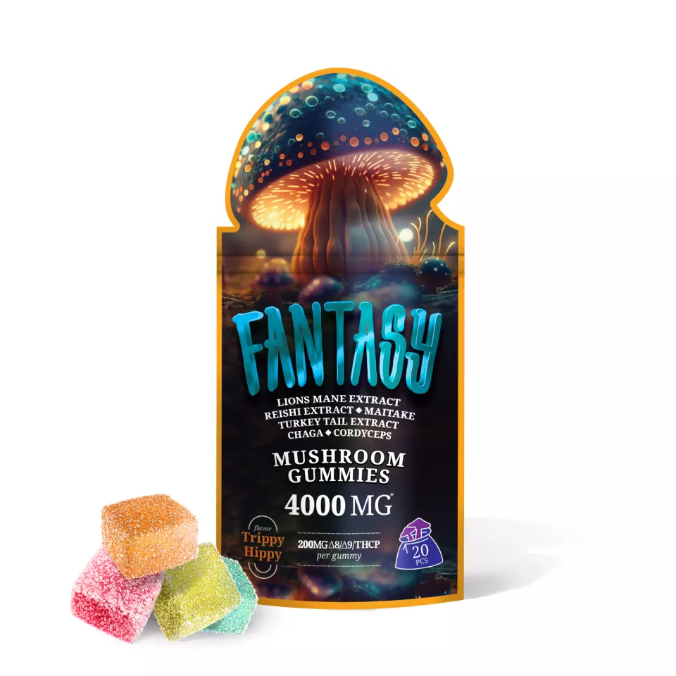 Trippy Hippy Mushroom Gummies – D8, D9, THCP Blend – Fantasy – 4000MG